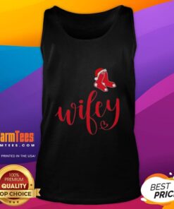 Hot Wifey Boston Red Sox tank top with Santa hat, perfect for Christmas celebrations and baseball fans.