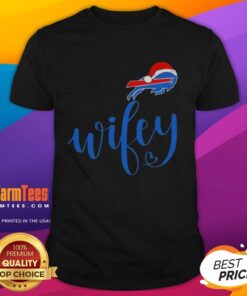 Hot Wifey Buffalo Bills Santa Hat Merry Christmas T-Shirt featuring festive design and team colors for holiday cheer.