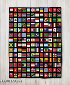 Hot World Flags Grid Colorful International Countries Flag Blanket Fleece Blanket
