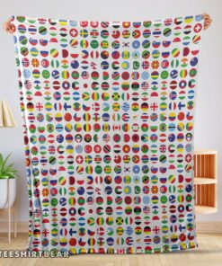 Hot World Flags International Flags Collage Blanket Fleece Blanket