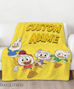 Hot Disney Ducktales Huey Dewey Louie Webby Yellow Cartoon Collage Blanket Fleece Customized Blanket - Image 3