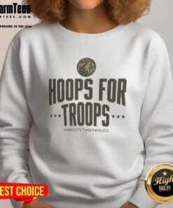 Awesome Hoops for Troops Minnesota Timberwolves basketball sweatshirt in navy blue, featuring the team logo and cozy design.