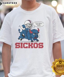 Cartoon Buffalo Bills NFL Sickos football t-shirt design featuring playful graphics and bold colors for fans.