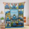 Nice Cartoon Little Blue Truck Cute Blanket Fleece Customized Blanket