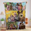 Nice Cartoon Marsha And The Bear Family Cute Blanket Fleece Customized Blanket