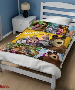 Nice Cartoon Marsha And The Bear Family Cute Blanket Fleece Customized Blanket - Image 3