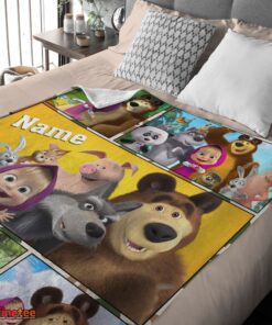 Nice Cartoon Marsha And The Bear Family Cute Blanket Fleece Customized Blanket - Image 4