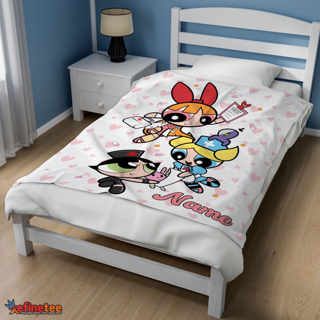 nice-cartoon-network-the-powerpuff-girls-nurse-blanket-fleece-customized-blanket-mk-02 Nice Cartoon Network The Powerpuff Girls Nurse Blanket Fleece Customized Blanket - Image 3