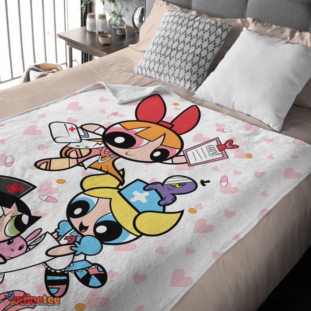 nice-cartoon-network-the-powerpuff-girls-nurse-blanket-fleece-customized-blanket-mk-03 Nice Cartoon Network The Powerpuff Girls Nurse Blanket Fleece Customized Blanket - Image 4