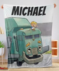 Nice Cartoon Trash Truck Cute Blanket Fleece Customized Blanket
