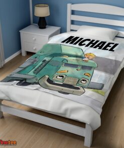 Nice Cartoon Trash Truck Cute Blanket Fleece Customized Blanket - Image 3