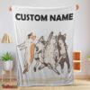 Nice Cat Friends Laying Doodle Blanket Fleece Customized Blanket
