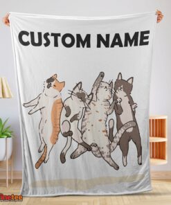 Nice Cat Friends Laying Doodle Blanket Fleece Customized Blanket