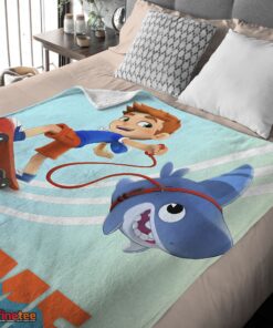 Nice Catoon Sharkdog Sharkdog And Max Skateboarding Blanket Fleece Customized Blanket - Image 3