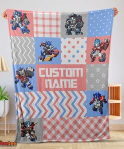 Nice Chibi Optimus Prime Transformers Pattern Blanket Fleece Customized Blanket