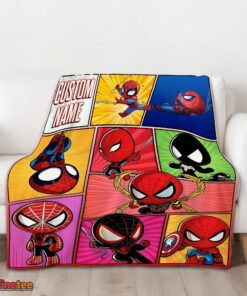 Nice Chibi Spider Man Characters Collage Blanket Fleece Customized Blanket - Image 3