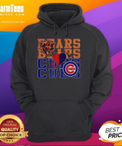 Cozy hoodie featuring Chicago Bears NFL and Chicago Cubs MLB logos, perfect for sport lovers and fans.