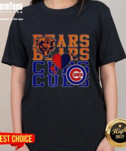 Nice Chicago Bears NFL and Chicago Cubs MLB sport lover ladies tee, showcasing team logos and vibrant colors for fans.