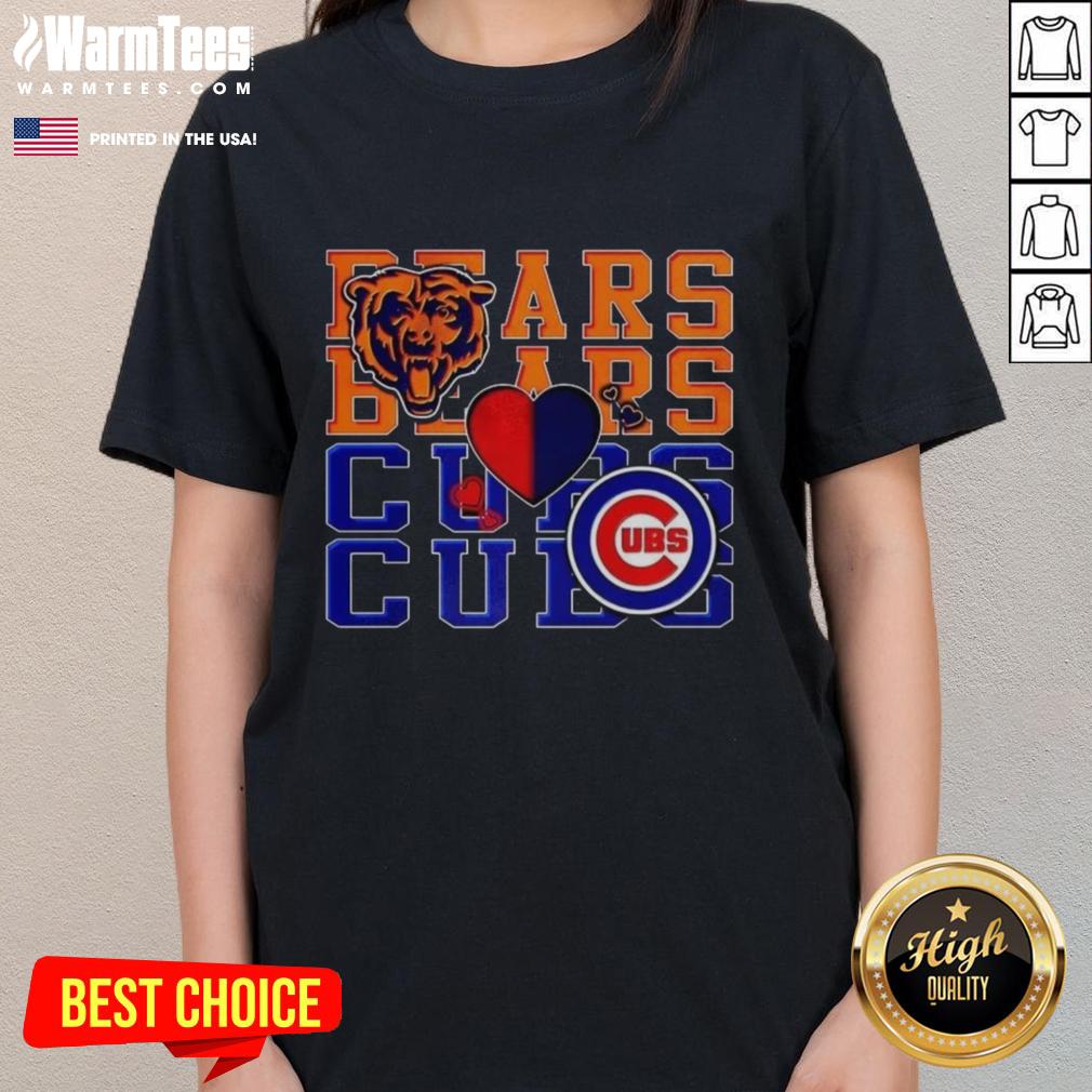 nice-chicago-bears-nfl-and-chicago-cubs-mlb-sport-lover-ladies-tee Nice Chicago Bears NFL and Chicago Cubs MLB sport lover ladies tee, showcasing team logos and vibrant colors for fans.