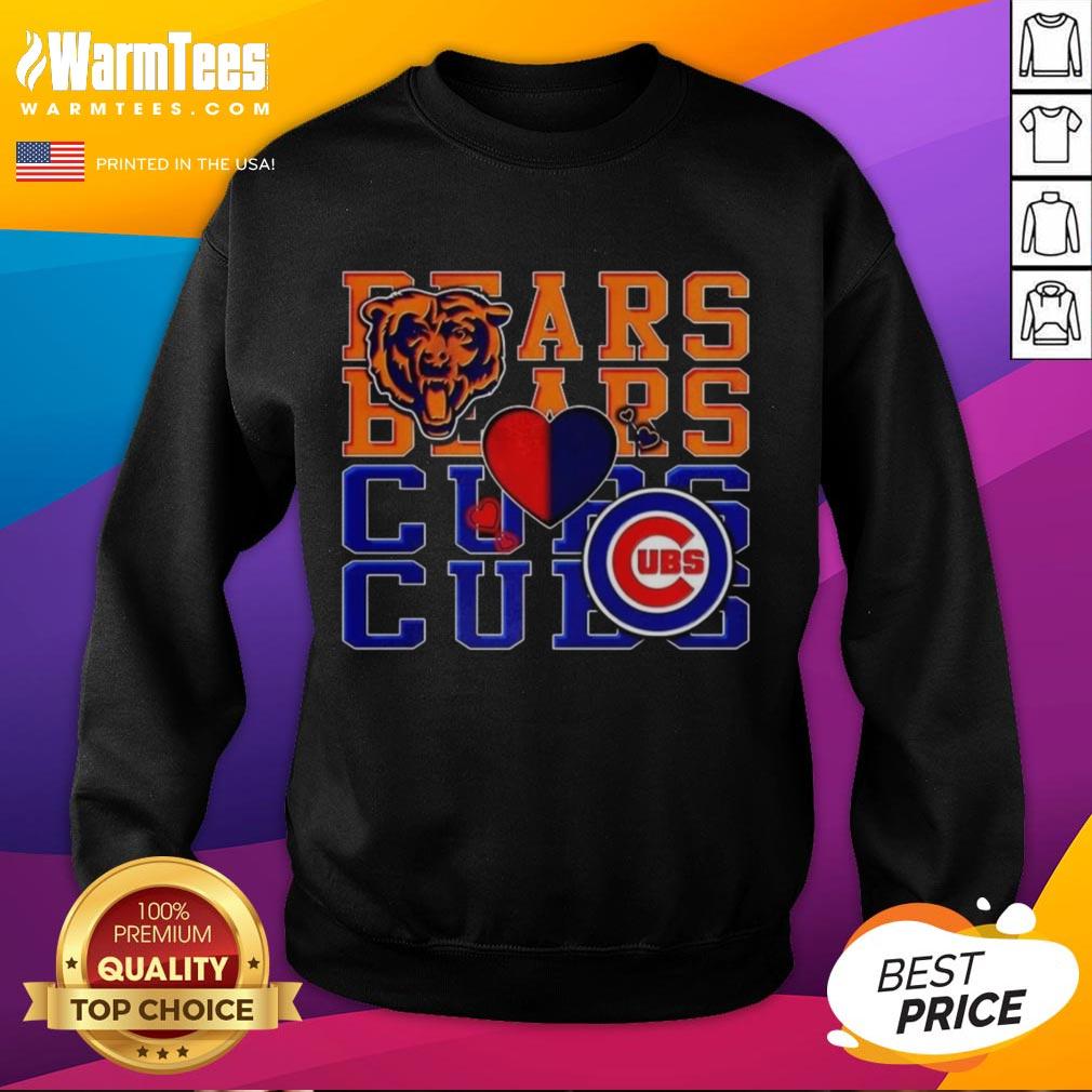 nice-chicago-bears-nfl-and-chicago-cubs-mlb-sport-lover-sweatshirt Cozy sweatshirt featuring Chicago Bears NFL and Chicago Cubs MLB designs for sports lovers.