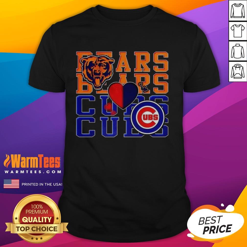 nice-chicago-bears-nfl-and-chicago-cubs-mlb-sport-lover-t-shirt Alt Text: Chicago Bears NFL and Chicago Cubs MLB sport lover t-shirt featuring team logos and vibrant colors, perfect for fans.