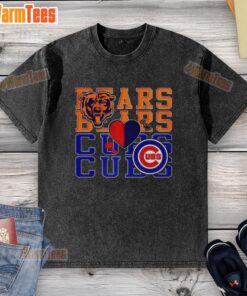 Nice Chicago Bears NFL and Chicago Cubs MLB sport lover washed t-shirt in vibrant colors, perfect for fans.