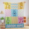 Nice Colorful Care Bears Patchwork Blanket Fleece Customized Blanket