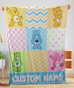 Nice Colorful Care Bears Patchwork Blanket Fleece Customized Blanket