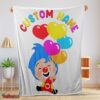 Nice Colorful Plim Plim Cheerful Clown Balloons Blanket Fleece Customized Blanket