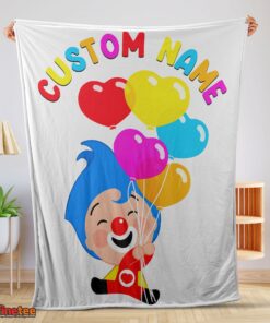Nice Colorful Plim Plim Cheerful Clown Balloons Blanket Fleece Customized Blanket