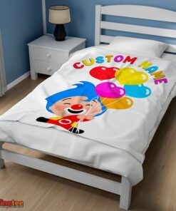 Nice Colorful Plim Plim Cheerful Clown Balloons Blanket Fleece Customized Blanket - Image 3