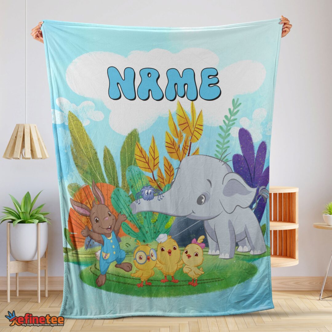 nice-cute-elephant-safari-animal-for-boys-customized-blanket-mk-01 Nice Cute Elephant Safari Animal For Boys Customized Blanket