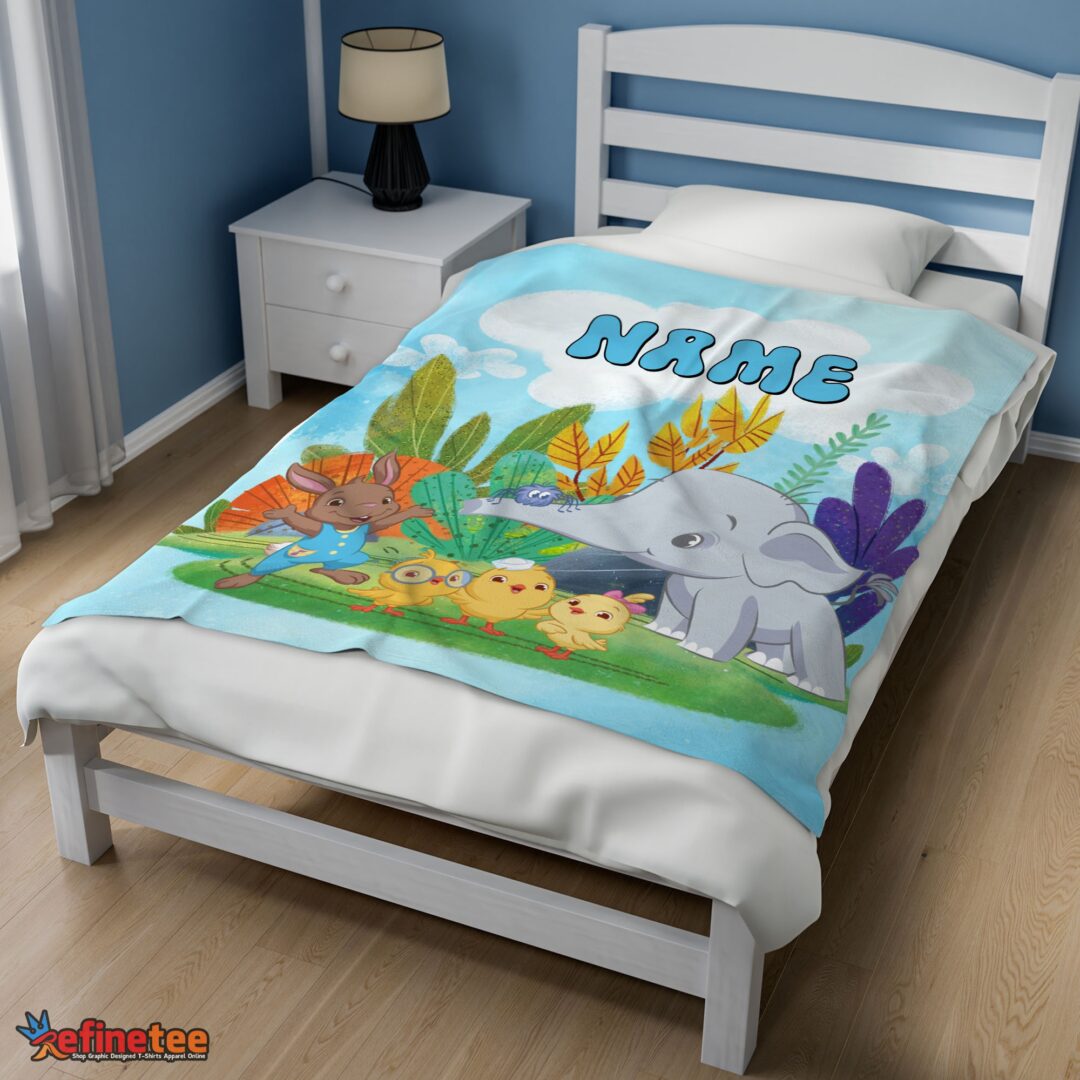 nice-cute-elephant-safari-animal-for-boys-customized-blanket-mk-02 Nice Cute Elephant Safari Animal For Boys Customized Blanket - Image 3