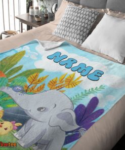 Nice Cute Elephant Safari Animal For Boys Customized Blanket - Image 4