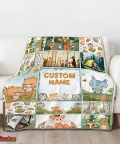 Nice Cute Forest Animals Collage Whimsical Blanket Fleece Customized Blanket - Image 3