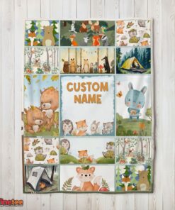 Nice Cute Forest Animals Collage Whimsical Blanket Fleece Customized Blanket