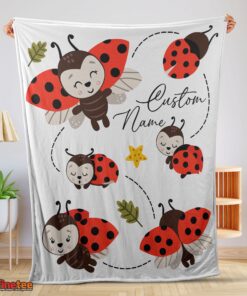 Nice Cute Ladybug Cartoon Blanket Fleece Customized Blanket