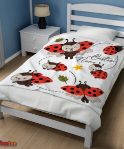 Nice Cute Ladybug Cartoon Blanket Fleece Customized Blanket - Image 3