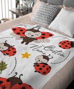Nice Cute Ladybug Cartoon Blanket Fleece Customized Blanket - Image 4