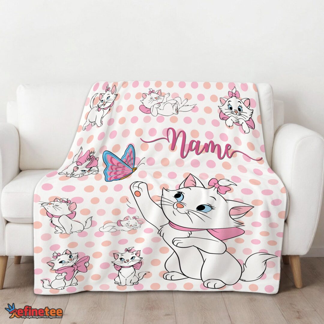 nice-cute-marie-cat-blanket-fleece-customized-blanket-mk-01 Nice Cute Marie Cat Blanket Fleece Customized Blanket - Image 3