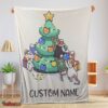 Nice Cute Mice & Penguin Cartoon Christmas Tree Blanket Fleece Customized Blanket