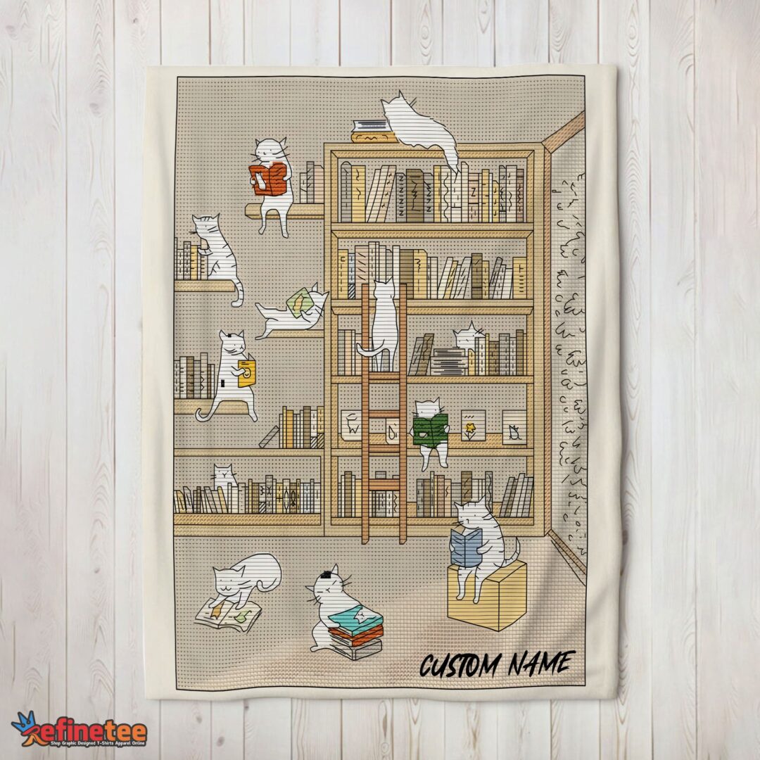 nice-cute-vintage-minimalist-cat-book-reading-blanket-fleece-customized-blanket-mk-02 Nice Cute Vintage Minimalist Cat Book Reading Blanket Fleece Customized Blanket
