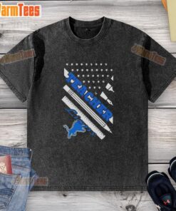 Nice Detroit Lions Football X Teacher American Flag Washed T-Shirt, featuring a stylish design for fans and teachers.