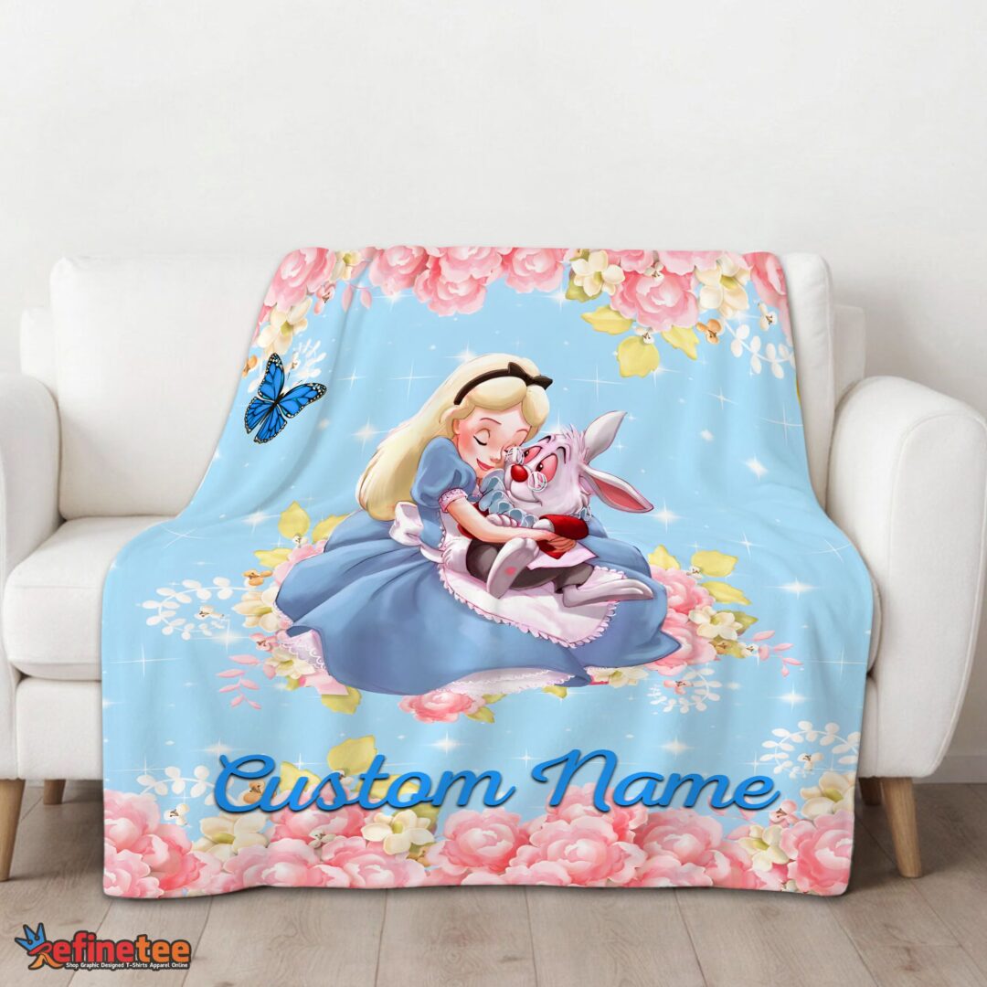 nice-disney-alice-the-white-rabbit-alice-in-wonderland-blanket-fleece-customized-blanket-mk-01 Nice Disney Alice & The White Rabbit Alice In Wonderland Blanket Fleece Customized Blanket - Image 3