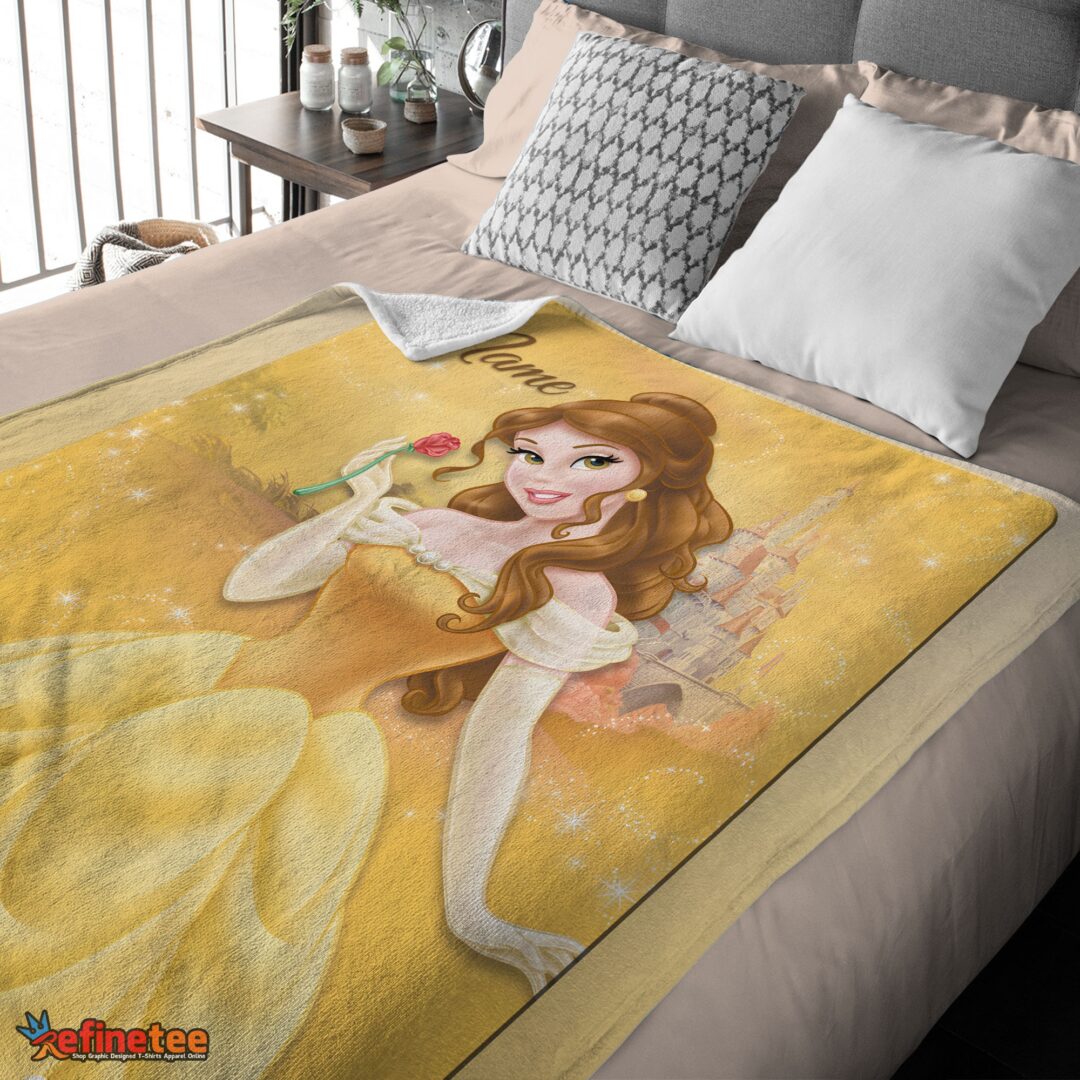 nice-disney-belle-princess-blanket-fleece-customized-blanket-mk-03 Nice Disney Belle Princess Blanket Fleece Customized Blanket - Image 4