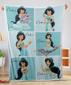 Nice Disney Cartoon Aladdin Jasmine Princess Blanket Fleece Customized Blanket
