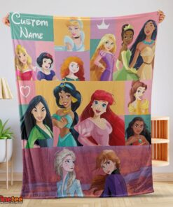 Nice Disney Cartoon All Princess Characters Blanket Fleece Customized Blanket