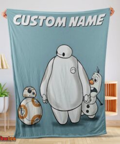 Nice Disney Cartoon Big Hero 6 Baymax With Friends Blanket Fleece Customized Blanket