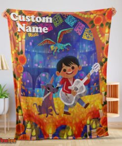 Nice Disney Cartoon COCO Boy With Guitar Cute Blanket Fleece Customized Blanket