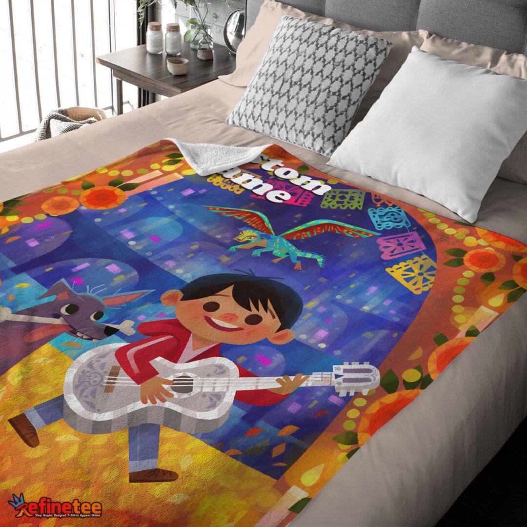 nice-disney-cartoon-coco-boy-with-guitar-cute-blanket-fleece-customized-blanket-mk-03 Nice Disney Cartoon COCO Boy With Guitar Cute Blanket Fleece Customized Blanket - Image 4